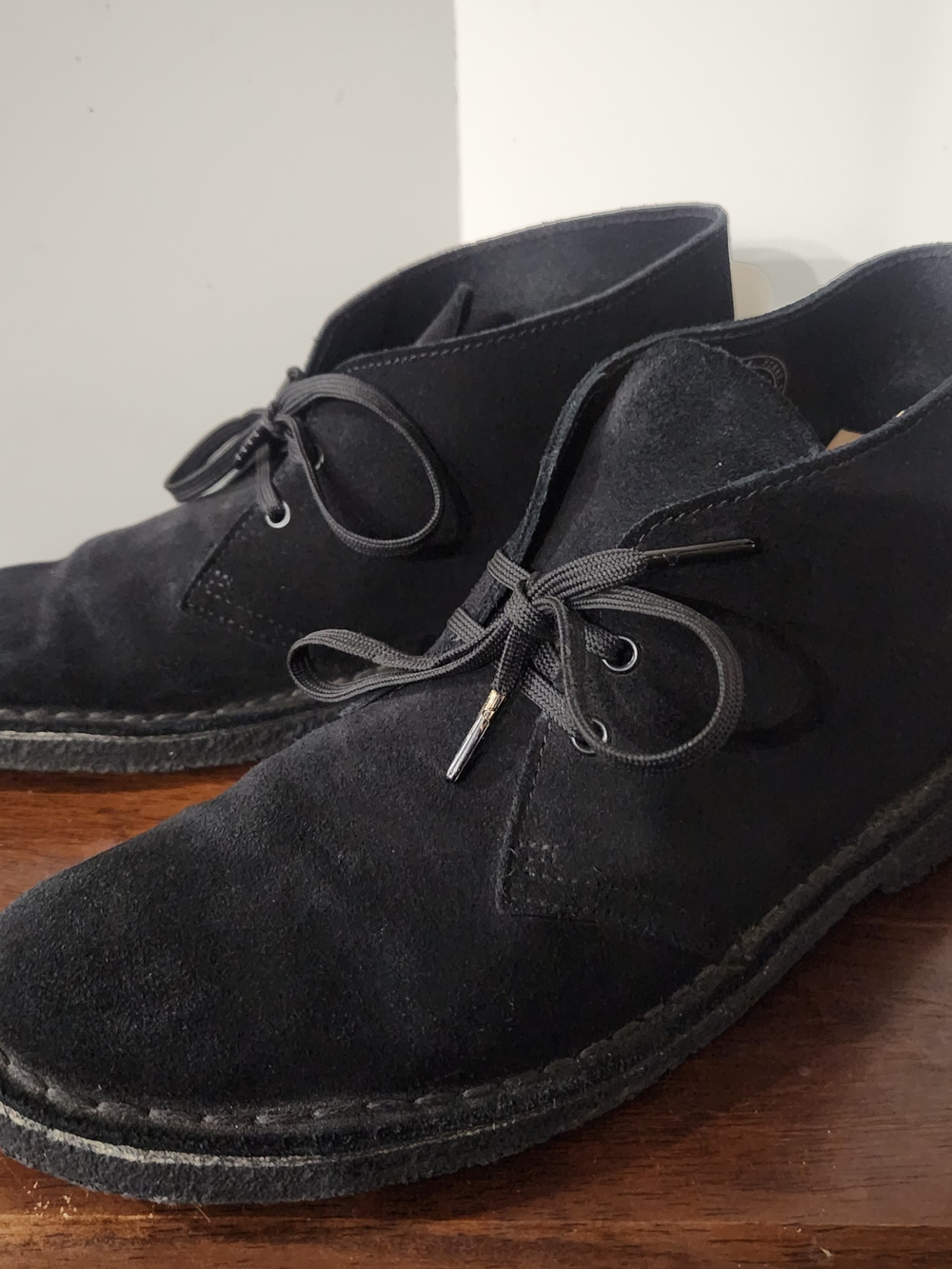 Clarks Originals Desert Boots Mens 9 Black / Black Suede Charles F Stead Chukka